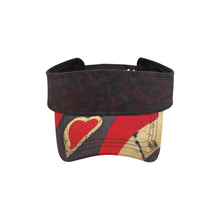 Load image into Gallery viewer, Gold And Red Heart Visor - JSFA - Art On Fashion by Jenny Simon