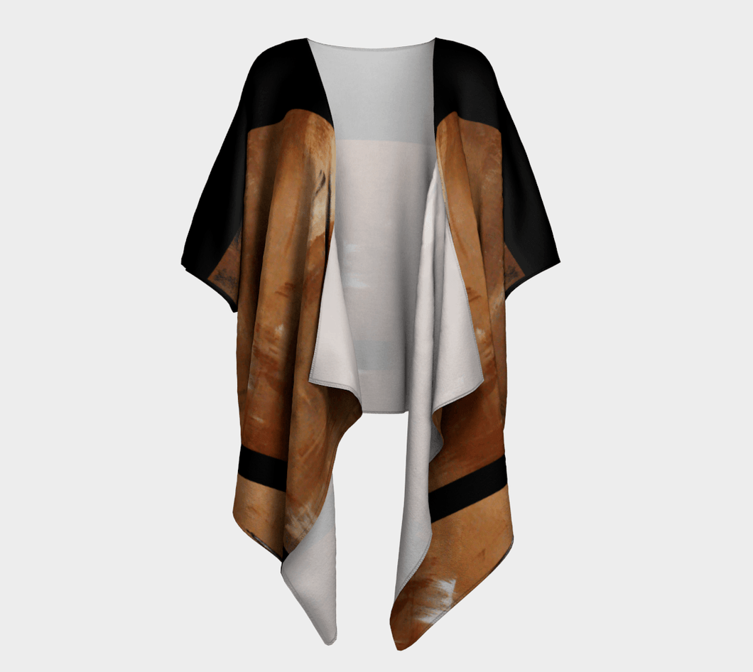 Golden Path Beige Kimono Wrap Black Stripe | JSFA - JSFA - Original Art On Fashion by Jenny Simon