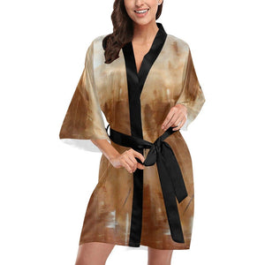 Golden Path Women's Kimono Robe - JSFA - Art On Fashion by Jenny Simon