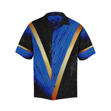Load image into Gallery viewer, Men&#39;s Blue Gold Water V Stripes Hawaiian Shirt | JSFA - JSFA - Original Art On Fashion by Jenny Simon