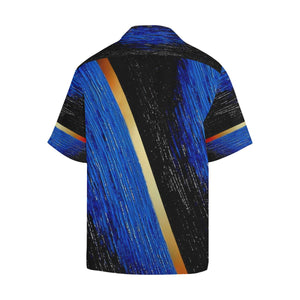 Men's Blue Gold Water V Stripes Hawaiian Shirt | JSFA - JSFA - Original Art On Fashion by Jenny Simon