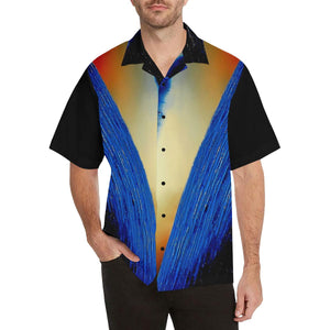 Men's Blue Ocean Gold V Hawaiian Shirt | JSFA - JSFA - Original Art On Fashion by Jenny Simon