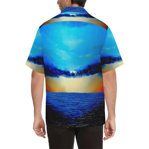 Men's Blue Ocean Rebirth Hawaiian Shirt Sleeves | JSFA - JSFA - Original Art On Fashion by Jenny Simon