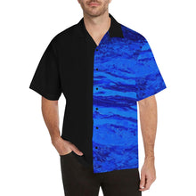 Load image into Gallery viewer, Men&#39;s Blue Secret Black Side Hawaiian Shirt | JSFA - JSFA - Original Art On Fashion by Jenny Simon