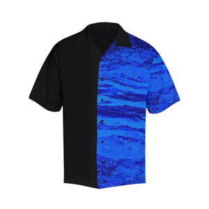 Men's Blue Secret Black Side Hawaiian Shirt | JSFA - JSFA - Original Art On Fashion by Jenny Simon