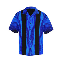 Load image into Gallery viewer, Men&#39;s Blue Secret Black Stripes Hawaiian Shirt | JSFA - JSFA - Original Art On Fashion by Jenny Simon