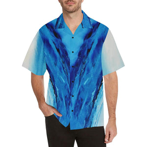 Men's Blue Secret Diagonal Hawaiian Shirt | JSFA - JSFA - Original Art On Fashion by Jenny Simon