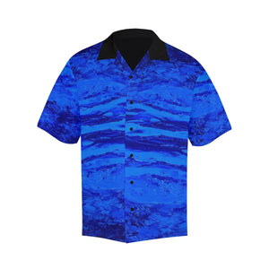 Men's Blue Secret Stripes Hawaiian Shirt | JSFA - JSFA - Original Art On Fashion by Jenny Simon