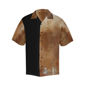 Men's Hawaiian Shirt Golden Path Beige Black | JSFA - JSFA - Original Art On Fashion by Jenny Simon