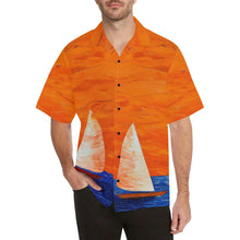 Load image into Gallery viewer, Men&#39;s Orange Boats Aloha Hawaiian Shirt | JSFA - JSFA - Original Art On Fashion by Jenny Simon