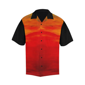 Men's Orange Sunset Black Sleeve Hawaiian Shirt | JSFA - JSFA - Original Art On Fashion by Jenny Simon