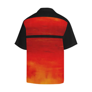 Men's Orange Sunset Black Sleeve Hawaiian Shirt | JSFA - JSFA - Original Art On Fashion by Jenny Simon