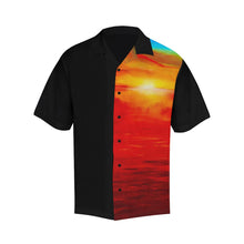 Load image into Gallery viewer, Men&#39;s Orange Sunset Hawaiian Shirt Black Side | JSFA - JSFA - Original Art On Fashion by Jenny Simon