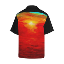 Load image into Gallery viewer, Men&#39;s Orange Sunset Hawaiian Shirt Black Side | JSFA - JSFA - Original Art On Fashion by Jenny Simon