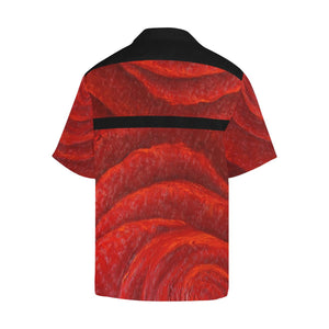 Men's Red Roses Black Stripe Hawaiian Shirt | JSFA - JSFA - Original Art On Fashion by Jenny Simon