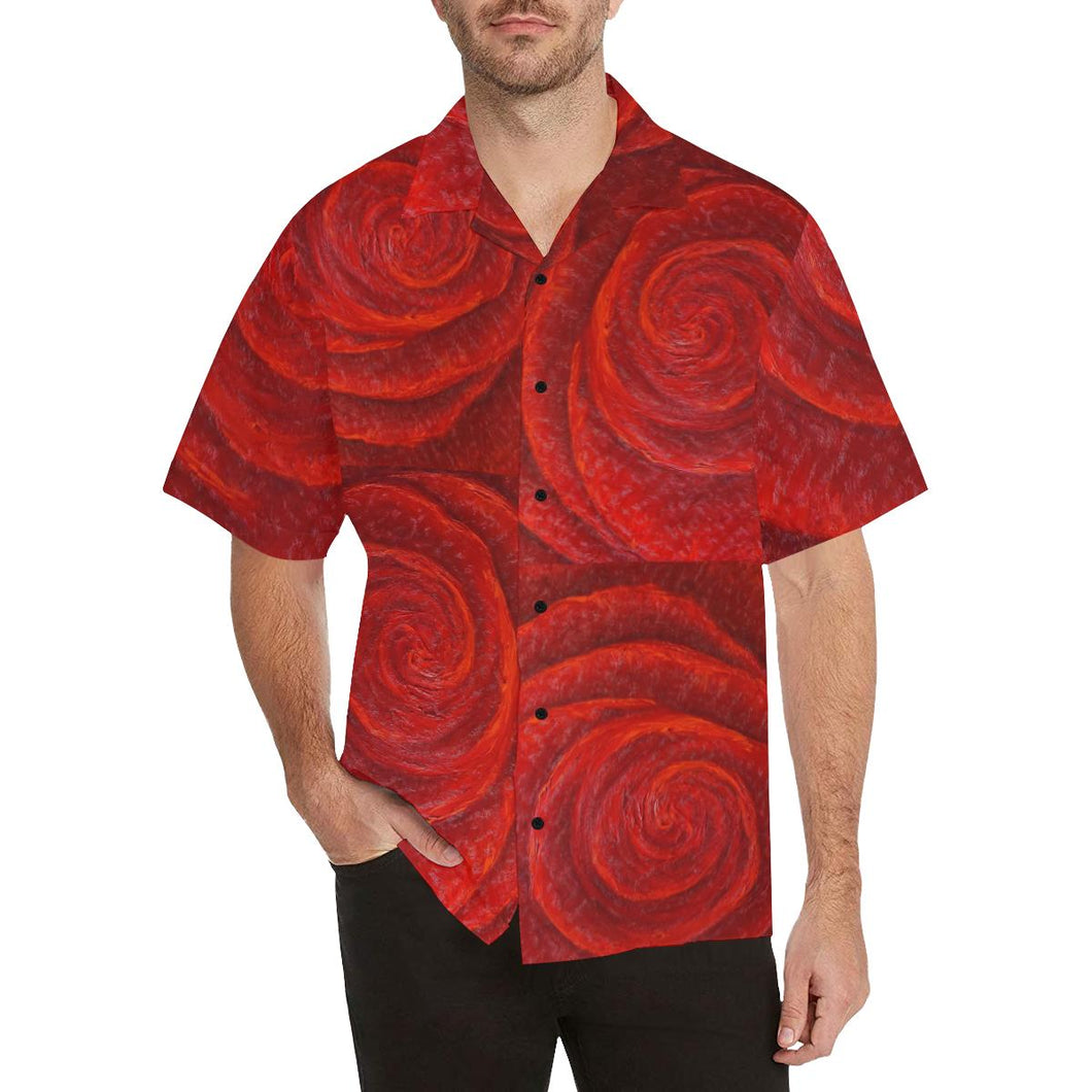 Men's Red Roses Hawaiian Shirt | JSFA - JSFA - Original Art On Fashion by Jenny Simon