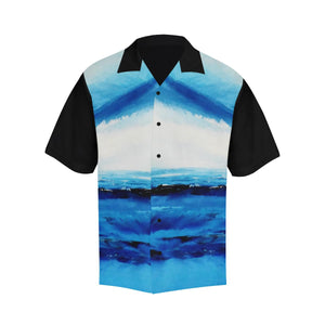 Men's Spellbound Blue Hawaiian Shirt Black Sleeves | JSFA - JSFA - Original Art On Fashion by Jenny Simon