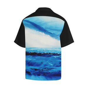 Men's Spellbound Blue Hawaiian Shirt Black Sleeves | JSFA - JSFA - Original Art On Fashion by Jenny Simon