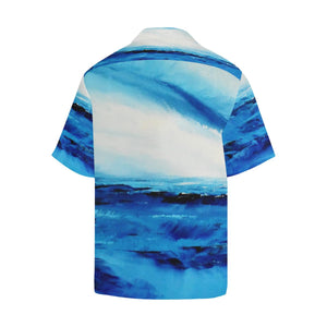 Men's Spellbound Light Blue White Hawaiian Shirt | JSFA - JSFA - Original Art On Fashion by Jenny Simon