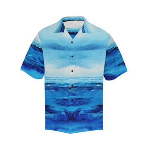 Men's Spellbound Light Blue White Hawaiian Shirt | JSFA - JSFA - Original Art On Fashion by Jenny Simon