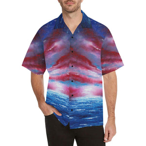 Men's Stars And Stripes Blue Red Hawaiian Shirt | JSFA - JSFA - Original Art On Fashion by Jenny Simon