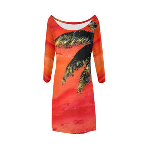Orange Palm Tree A-Line Dress | JSFA - JSFA - Original Art On Fashion by Jenny Simon