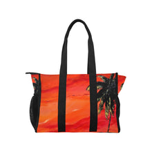Load image into Gallery viewer, Orange Palm Tree Pool Beach Tote | JSFA - JSFA - Art On Fashion by Jenny Simon