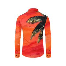 Load image into Gallery viewer, Orange Pam Tree Long Sleeve Men&#39;s Shirt | JSFA - JSFA - Original Art On Fashion by Jenny Simon