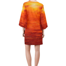 Load image into Gallery viewer, Orange Sunset Bell Sleeve Dress | JSFA - JSFA - Original Art On Fashion by Jenny Simon