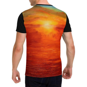 Orange Sunset Black Men's T-Shirt | JSFA - JSFA - Original Art On Fashion by Jenny Simon