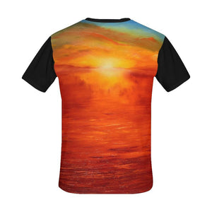 Orange Sunset Black Men's T-Shirt | JSFA - JSFA - Original Art On Fashion by Jenny Simon