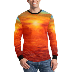 Orange Sunset Long Sleeve Men's T-shirt | JSFA - JSFA - Original Art On Fashion by Jenny Simon