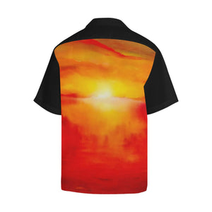 Orange Sunset Magic Black Sleeve Hawaiian Shirt | JSFA - JSFA - Original Art On Fashion by Jenny Simon