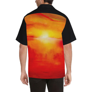 Orange Sunset Magic Black Sleeve Hawaiian Shirt | JSFA - JSFA - Original Art On Fashion by Jenny Simon