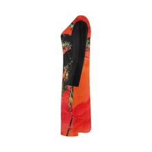Load image into Gallery viewer, Orange Sunset Magic Black Sleeves A-Line Dress | JSFA - JSFA - Original Art On Fashion by Jenny Simon