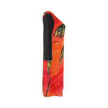 Load image into Gallery viewer, Orange Sunset Magic Black Sleeves A-Line Dress | JSFA - JSFA - Original Art On Fashion by Jenny Simon
