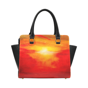 Orange Sunset Magic Classic Handbag Top Handle | JSFA - JSFA - Original Art On Fashion by Jenny Simon