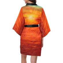 Load image into Gallery viewer, Orange Sunset Women&#39;s Short Kimono Robe - JSFA - Art On Fashion by Jenny Simon