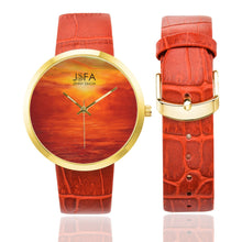 Load image into Gallery viewer, Orange Sunset Women&#39;s Watch Red Band | JSFA - JSFA - Original Art On Fashion by Jenny Simon
