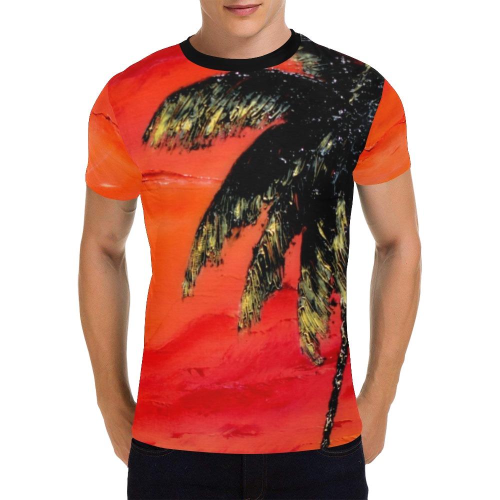 Palm Tree Orange Men's T-Shirt | JSFA - JSFA - Original Art On Fashion by Jenny Simon