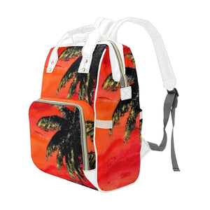 Orange Backpack with Palm Tree | JSFA - Art On Fashion by Jenny Simon