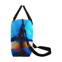 Load image into Gallery viewer, Rebirth Blue Orange Sunset Ladies Weekender Travel Carry On Bag - JSFA - Art On Fashion by Jenny Simon
