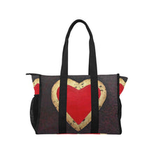 Load image into Gallery viewer, Red Gold Heart Pool Beach Tote | JSFA - JSFA - Art On Fashion by Jenny Simon