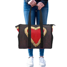 Load image into Gallery viewer, Red Gold Heart Pool Beach Tote | JSFA - JSFA - Art On Fashion by Jenny Simon