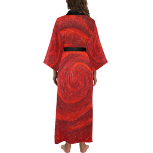 Red Rose 56" EXTRA LONG Kimono Robe For Tall Women | JSFA - JSFA - Art On Fashion by Jenny Simon
