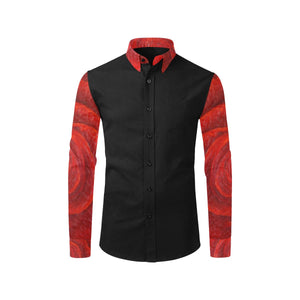 Red Rose Black Long Sleeve Men's Shirt | JSFA - JSFA - Original Art On Fashion by Jenny Simon