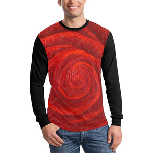 Red Rose Black Long Sleeve Men's T-shirt | JSFA - JSFA - Original Art On Fashion by Jenny Simon
