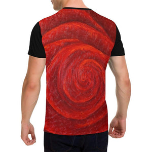 Red Rose Black Men's T-Shirt | JSFA - JSFA - Original Art On Fashion by Jenny Simon