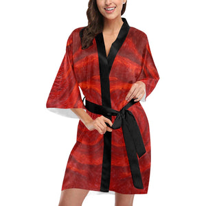 fitted lace wedding dress Red Rose Black Trim Short Charmeuse Kimono Robe fitted lace wedding dress Red Rose Black Trim Short Charmeuse Kimono Robe