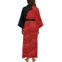 Load image into Gallery viewer, Red Rose Bud 56&quot; EXTRA LONG Kimono Robe For Tall Women | JSFA - JSFA - Art On Fashion by Jenny Simon